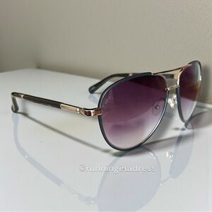 Rare Linda Farrow x Row Aviator In Silver With Matte Black Leather Gradient Lens